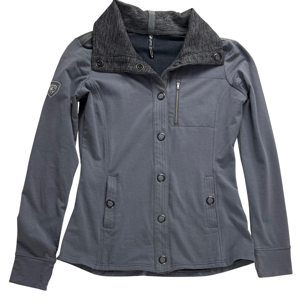 KUHL Krush Womens Grey Snap Front Jacket Mock Neck Size Small‎